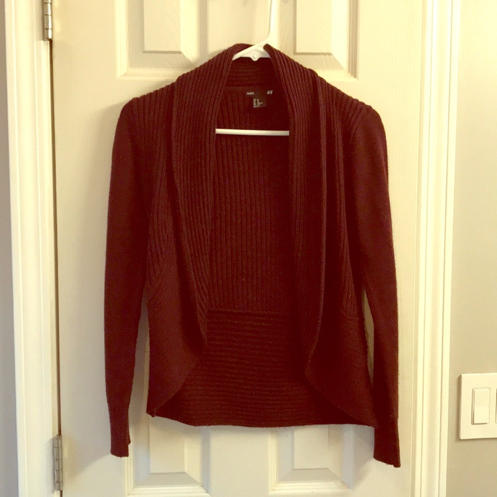 H&M XS deep wine cardigan shrug.